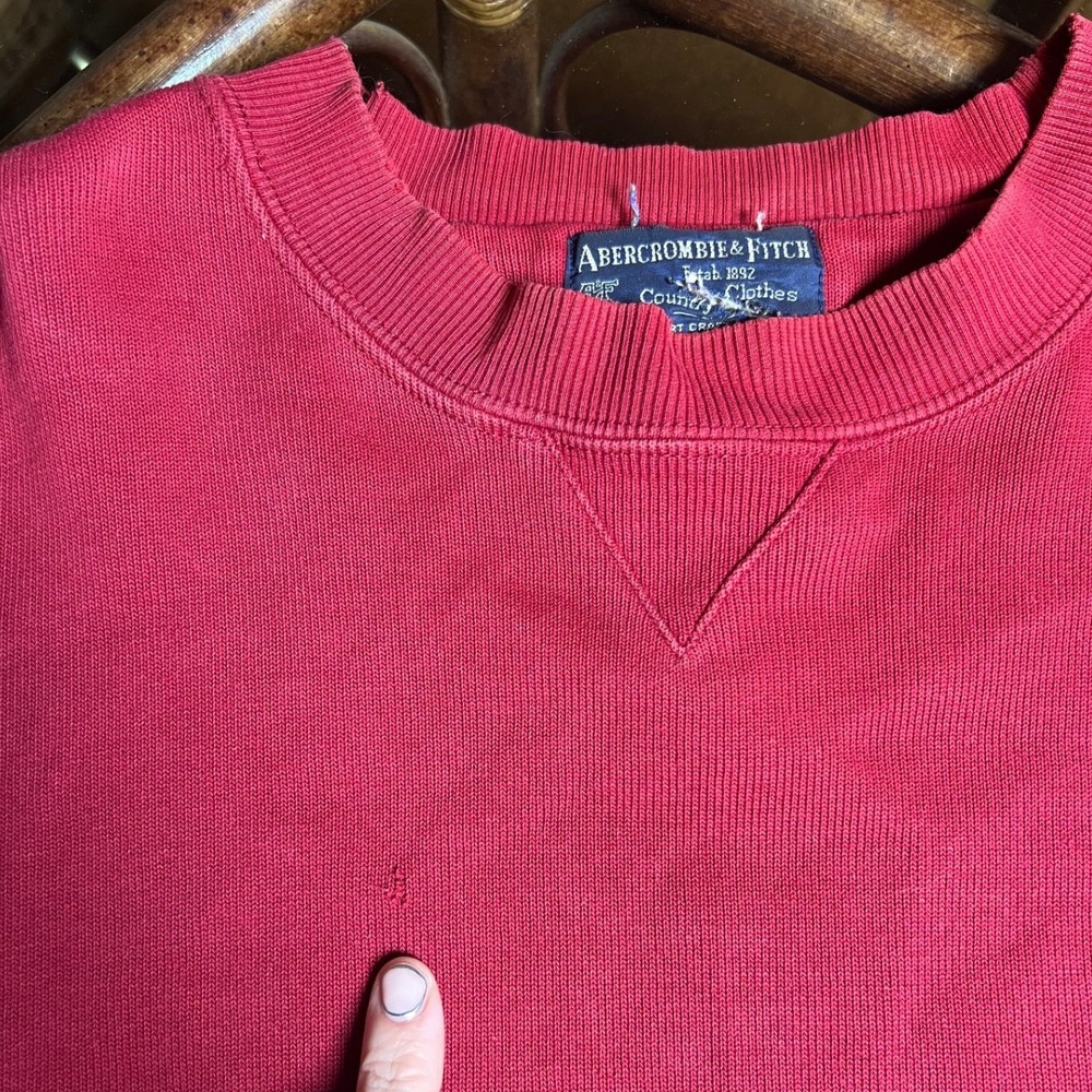 VTG Abercrombie‎ Fitch Country Red Embroidered Cotton Sweatshirt Crewneck L - Picture 3 of 7